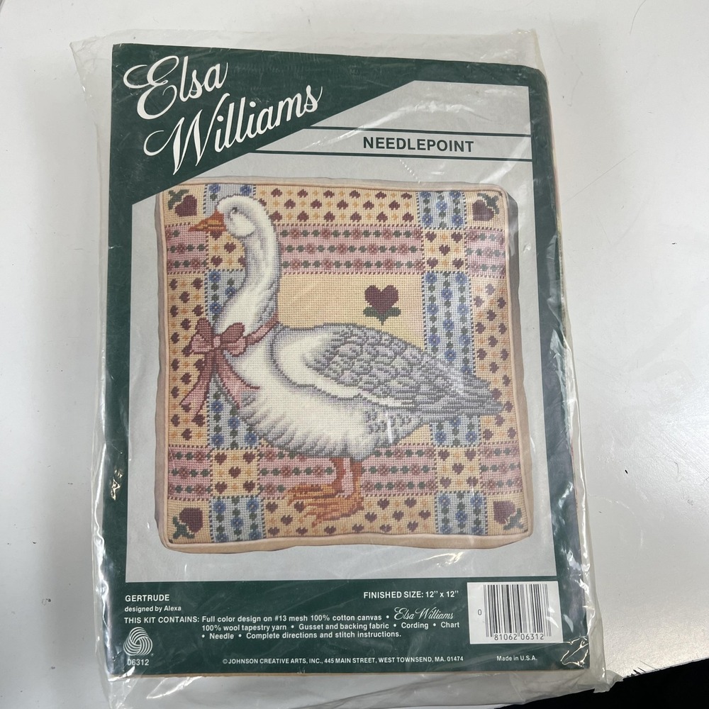 Elsa Williams Needlepoint Pillow Cover 12x12 Multicolor‎ Goose Design Kit